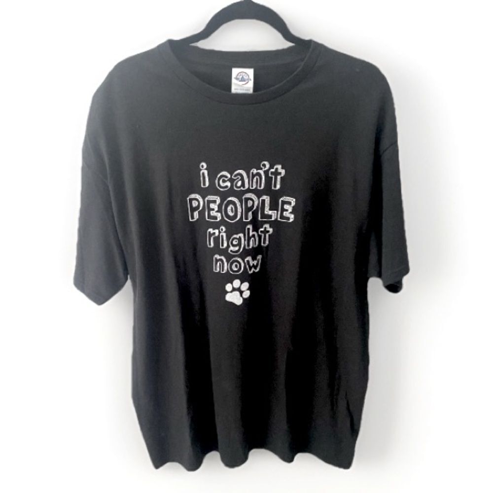Pet Humor Tee ‘I Can't People Right Now’ T-Shirt XL Dog Cat Funny Gift Novelty